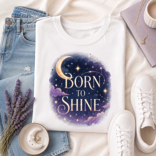 Born To Shine Starry Night Celestial Graphic Tee